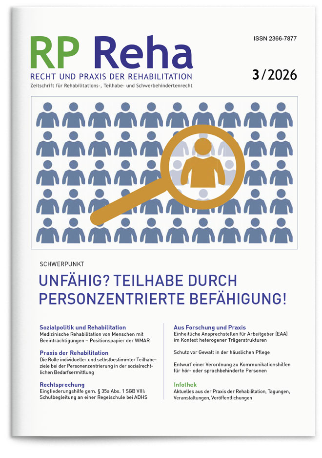 Titelseite der Fachzeitschrift RP Reha 3/2026